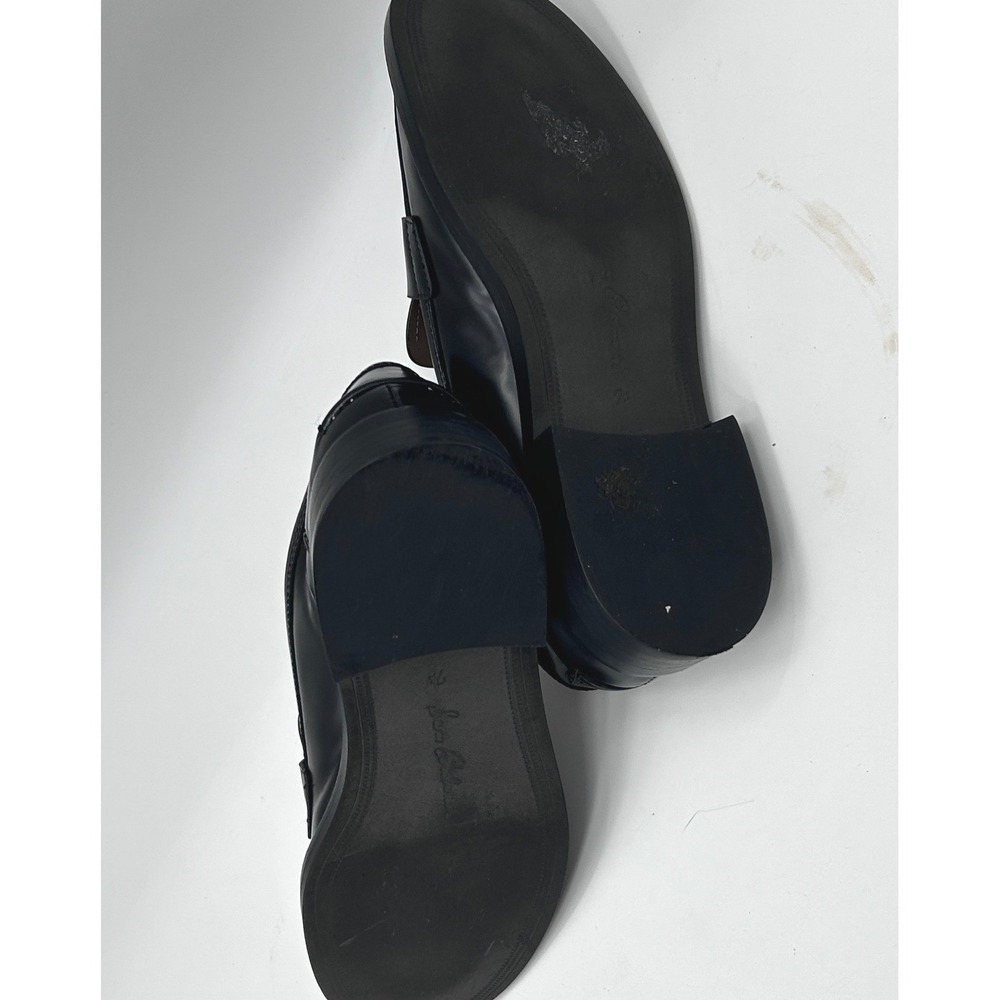 Sam Edelman Loraine Black Leather Penny Loafers Gold Logo Charm Womens Shoes - Picture 9 of 9